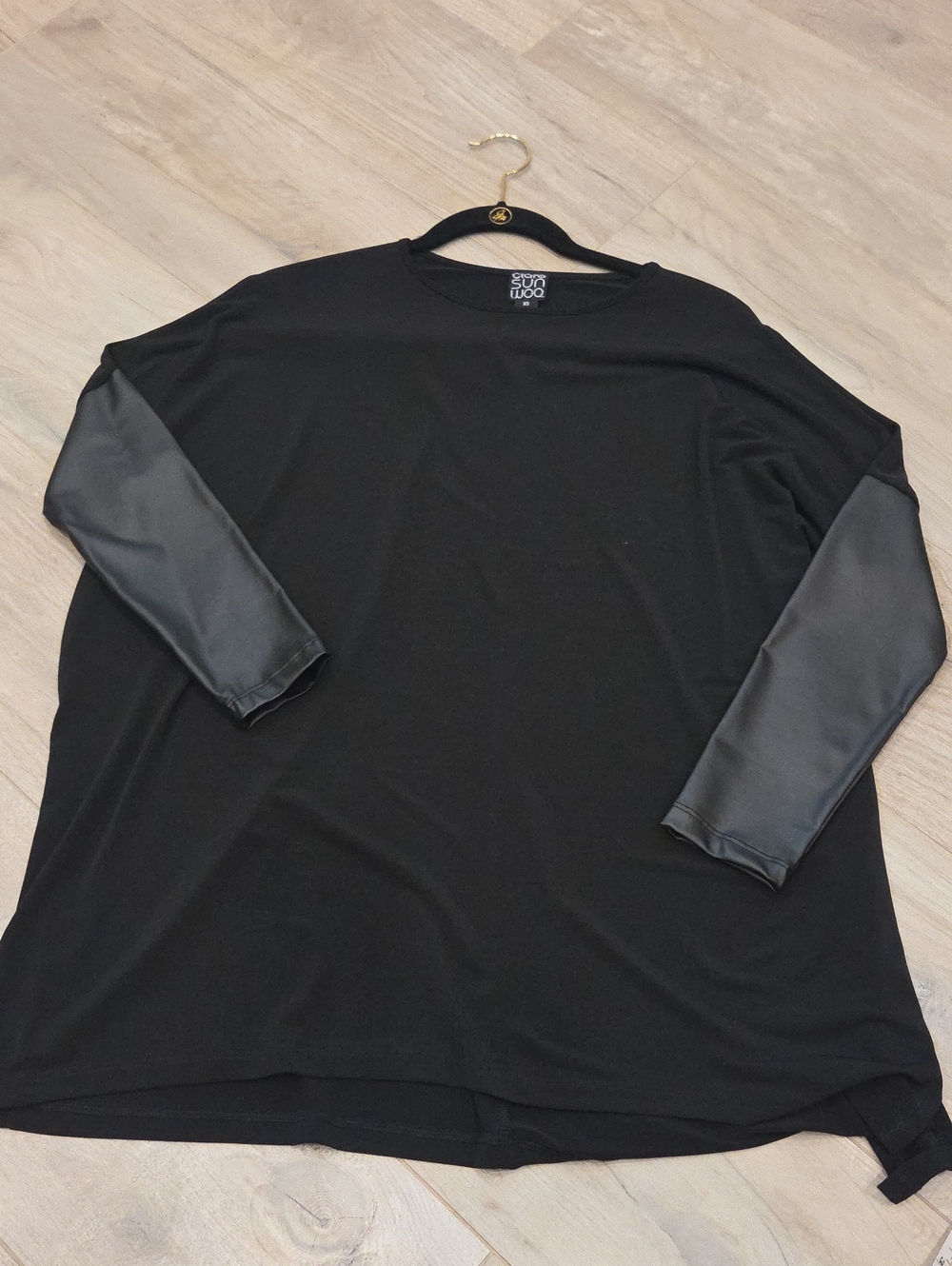 Clara Sun Woo Dolman Sleeve Liquid Leather Cuff Tunic